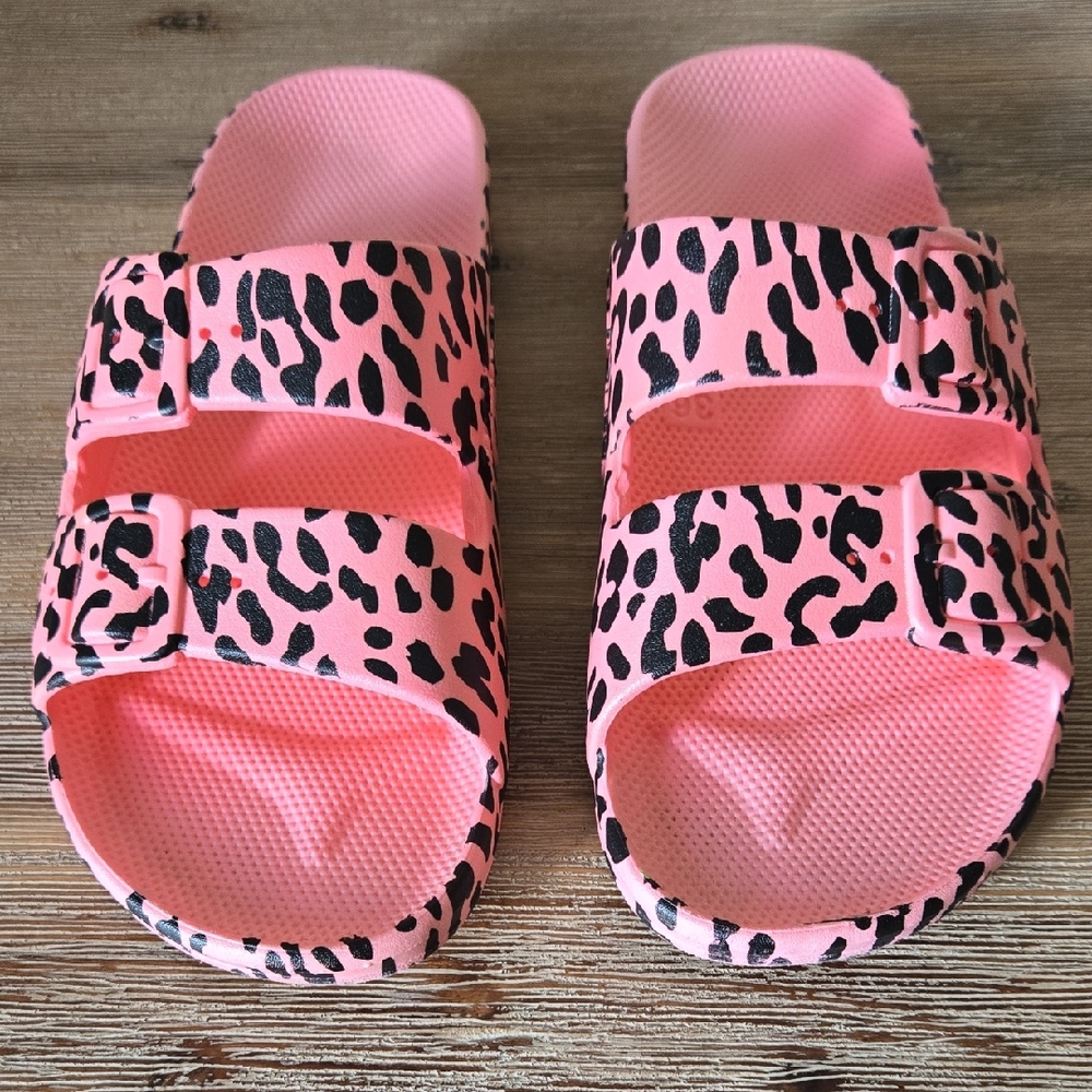 Freedom Moses Pink and Black Leopard Print Sandals